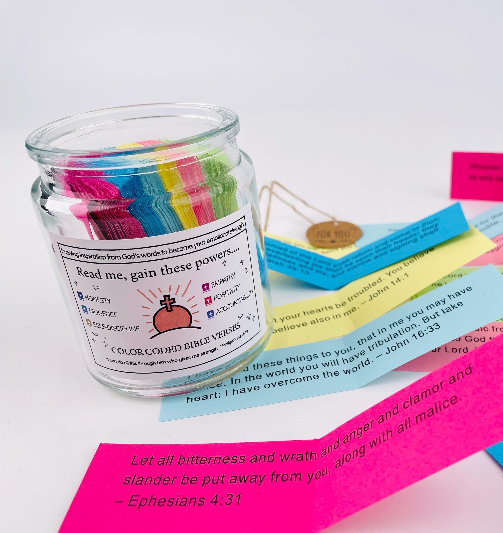 Bible Scripture Jars, Colorful Scripture Jars, Christian Gifts, Bible Jars, Reading Jars, Personalized Scripture Cards